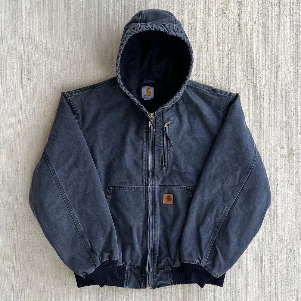 Carhartt black faded hooded work wear jacket